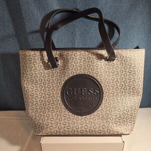 Guess Los Angeles Monogram Tote Bag Gray Black Shoulder Purse
